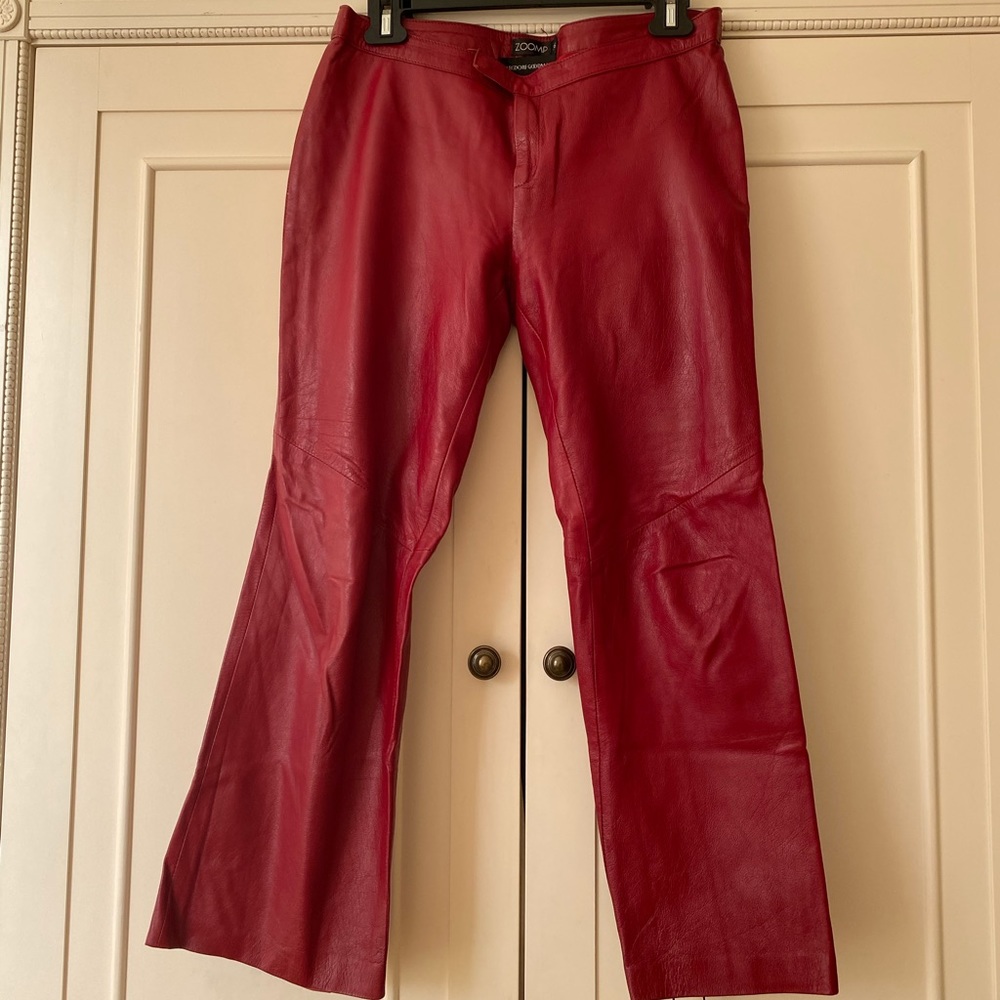Vintage Bergdorf Goodman ankle red leather pants